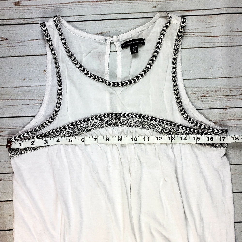 American Eagle White Embroidered Babydoll Tank S - Picture 6 of 8